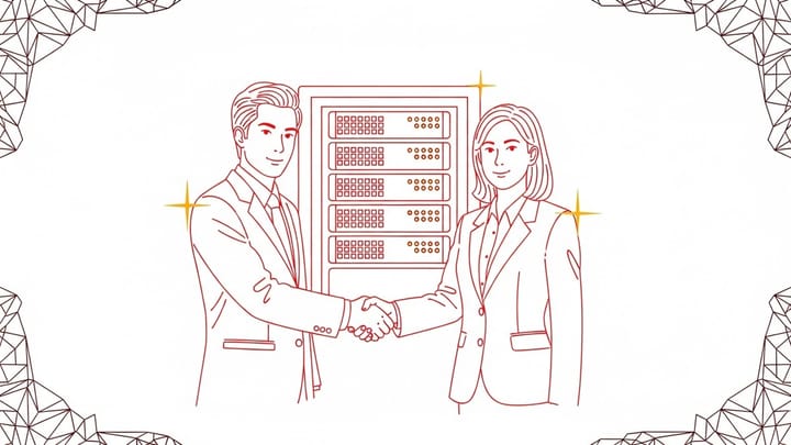 Ilustrasi kemitraan bisnis untuk layanan internet dedicated Jabodetabek terbaik dengan server rack