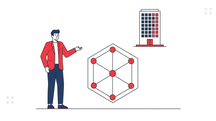 Ilustrasi flat vector profesional menganalisis bar chart dan lightbulb icon untuk mengukur ROI investasi ai untuk bisnis.