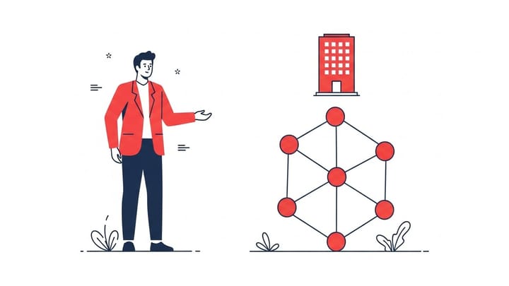 Profesional menganalisis model AI open source melalui diagram koneksi untuk efisiensi server perusahaan.
