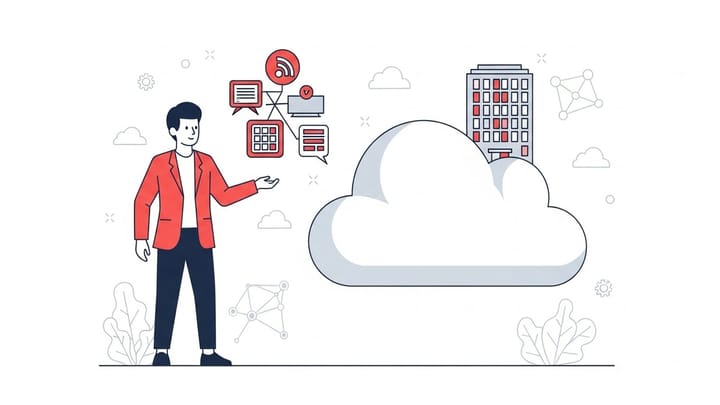 Ilustrasi flat line-art profesional mengevaluasi efisiensi biaya paket google workspace business standard untuk tim.