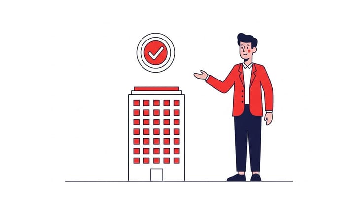 Ilustrasi flat vector seorang profesional mengelola keamanan perangkat tim dengan Microsoft 365 Business Premium.