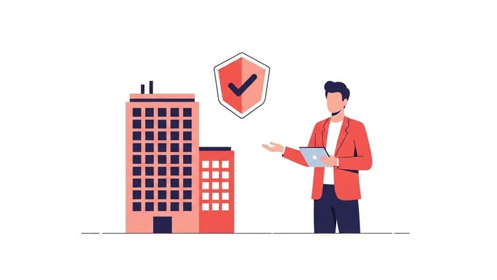 Ilustrasi flat vector seorang profesional menggunakan prompt Gemini untuk menganalisis bar chart laporan bisnis.