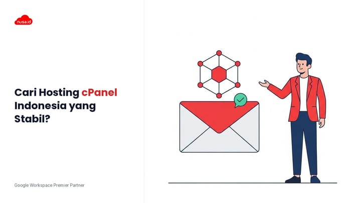 Ilustrasi layanan web hosting cpanel indonesia untuk pengelolaan email dan website perusahaan