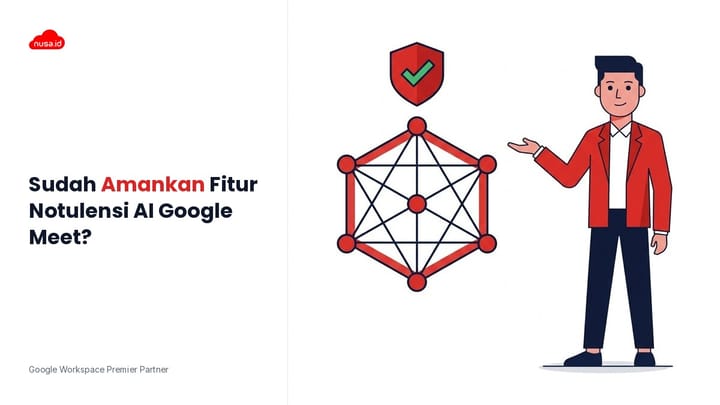 Ilustrasi admin IT mengonfigurasi fitur AI Take Notes for Me pada sistem Google Meet perusahaan
