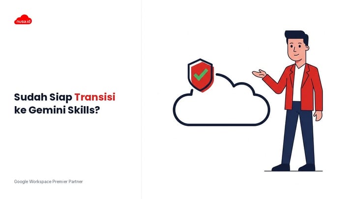 Ilustrasi tim bisnis menerapkan gemini skills google workspace untuk otomasi alur kerja