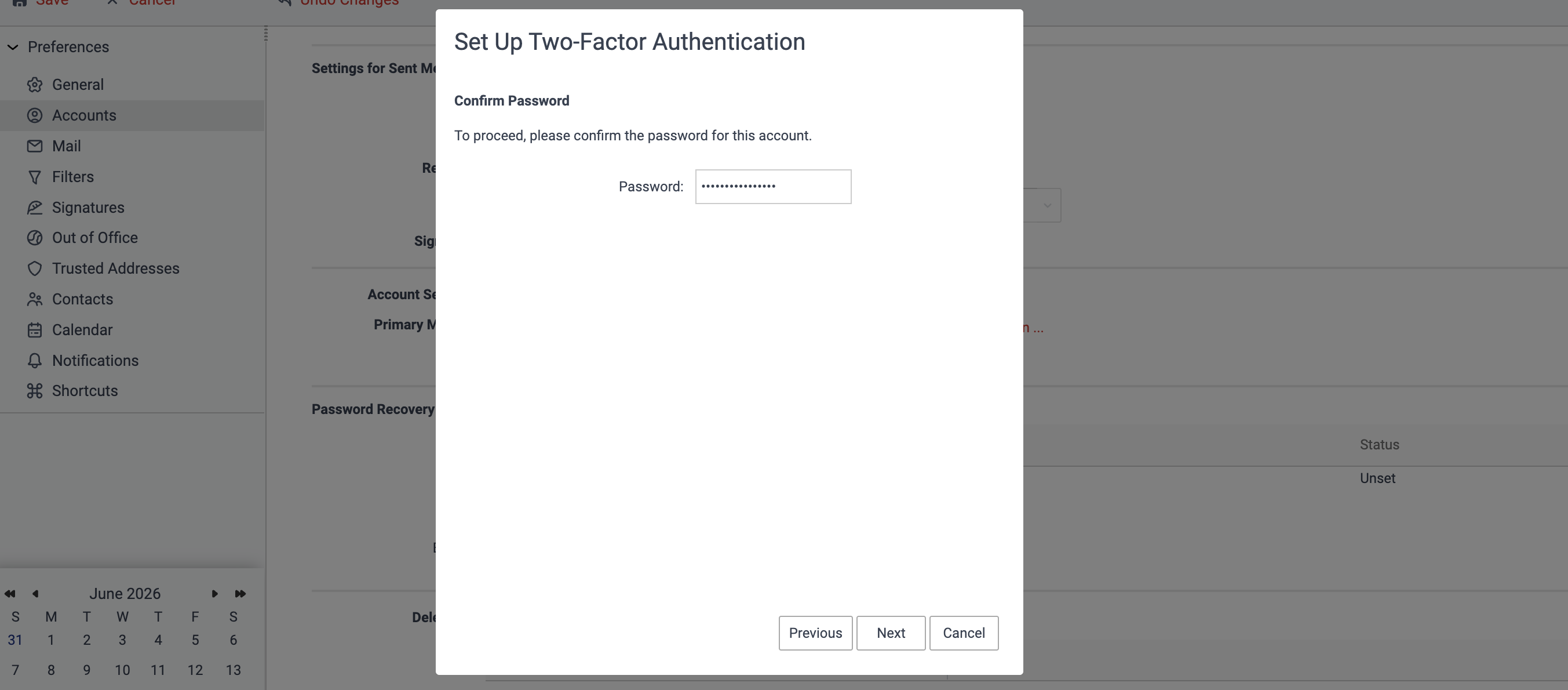 2fa confirm password