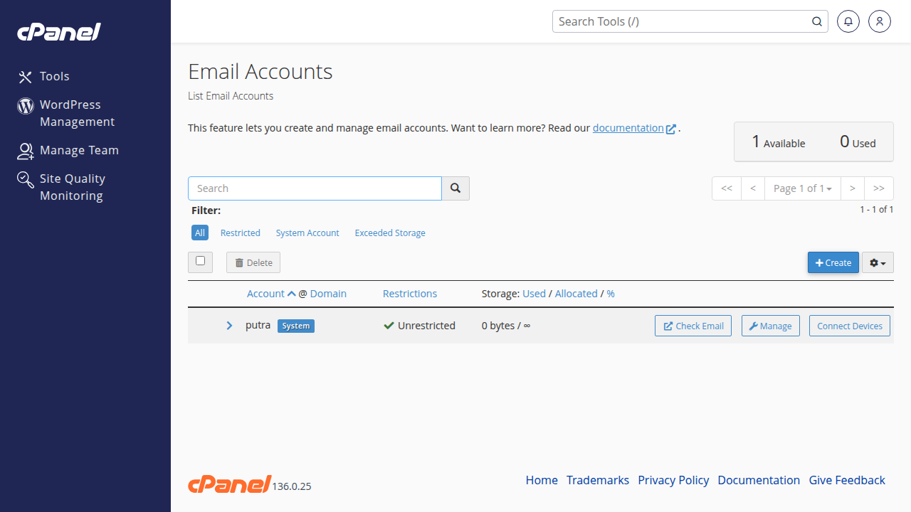 Halaman Akun Email