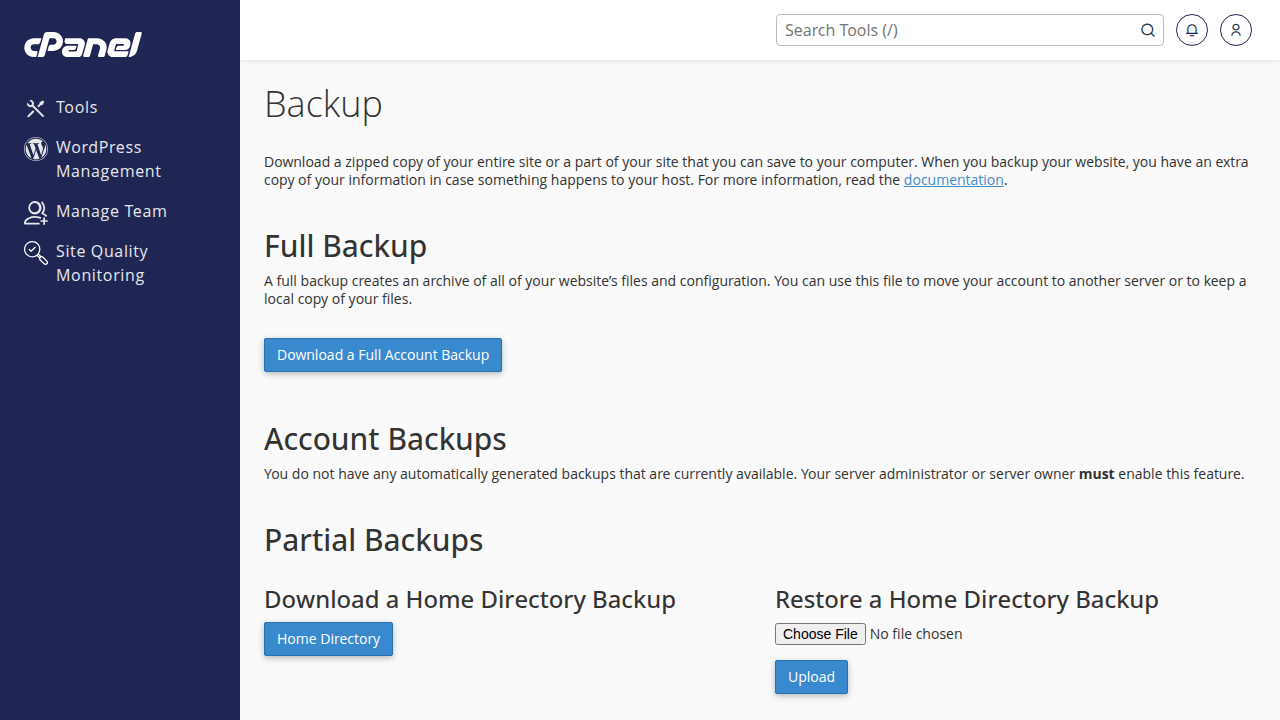 Halaman Backup