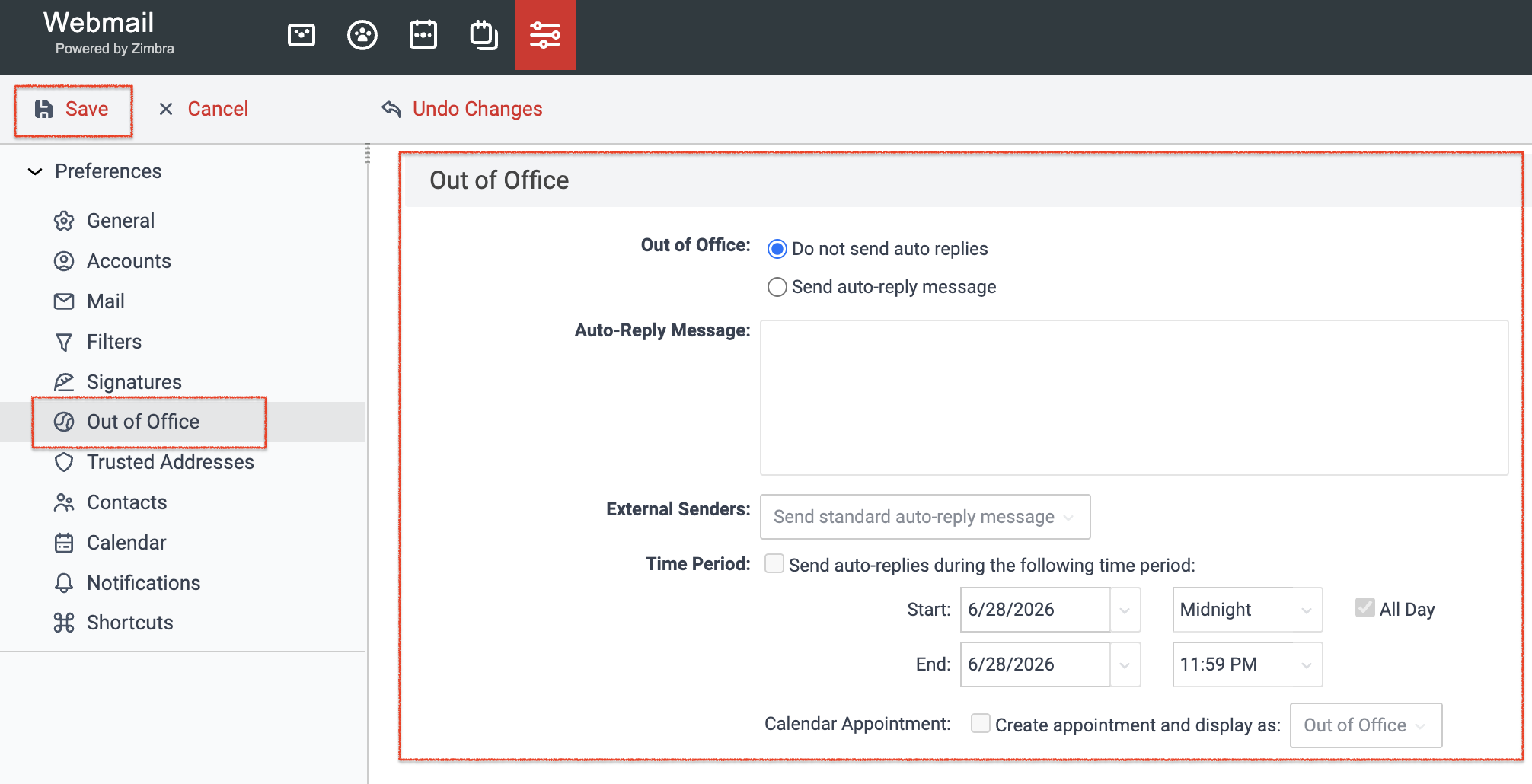 Pengaturan Out of Office