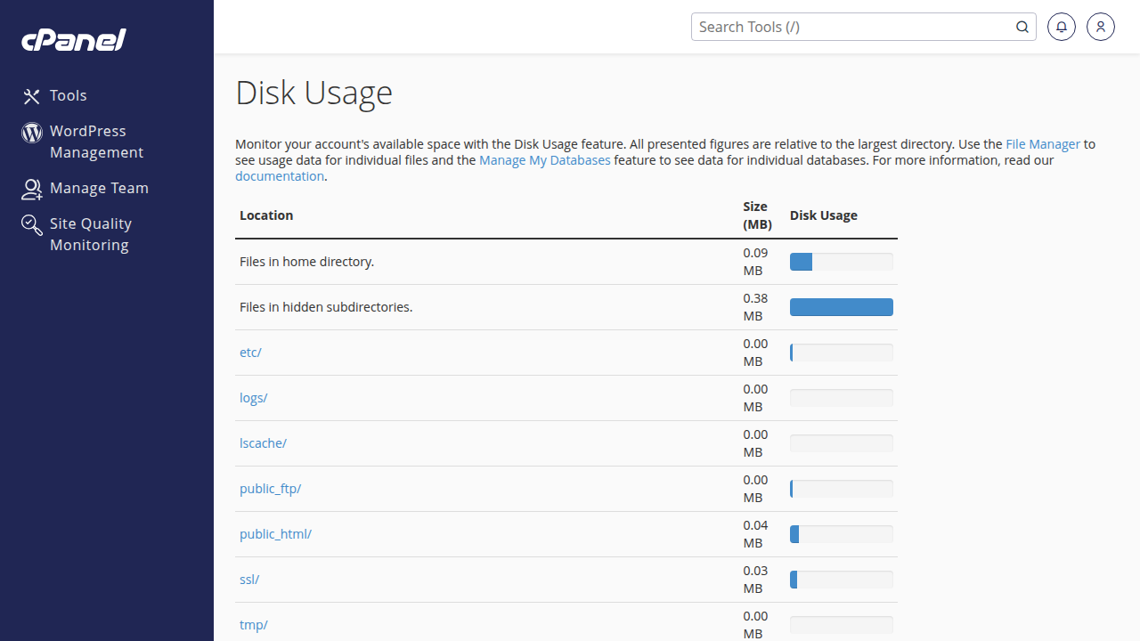 Halaman Disk Usage