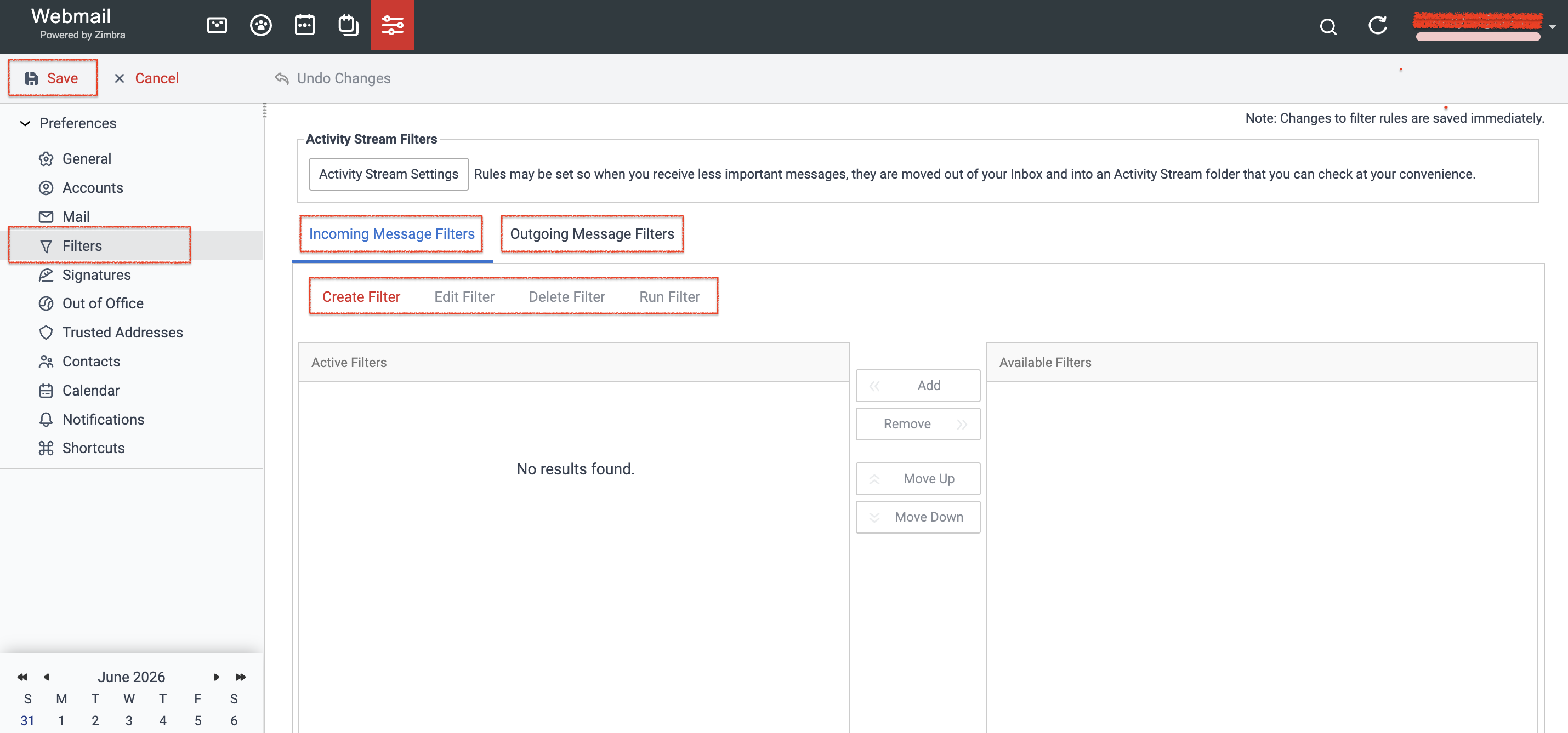Daftar filter email