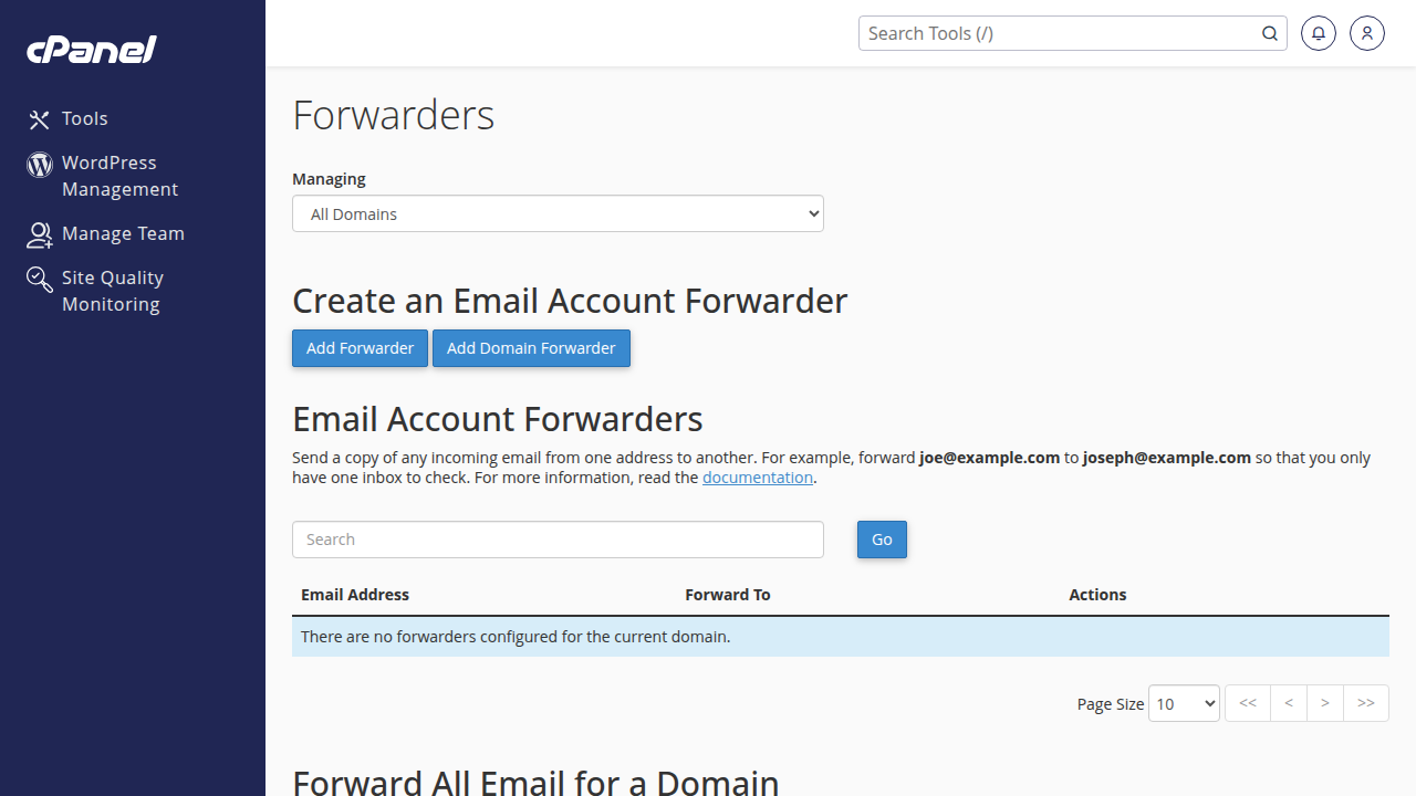 Halaman Forwarders