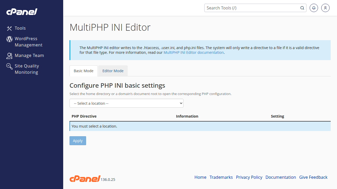 Halaman MultiPHP INI Editor