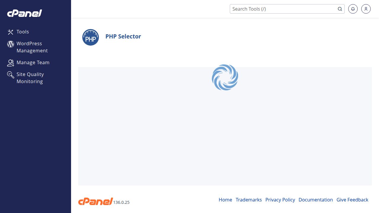 Halaman Select PHP Version