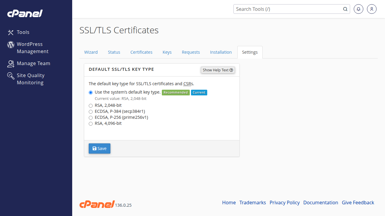 Halaman SSL/TLS