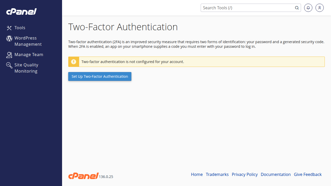 Halaman Two-Factor Authentication