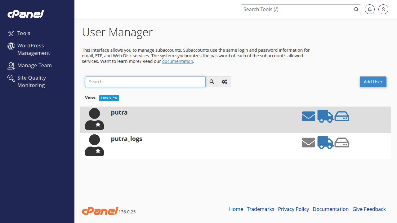 Halaman User Manager