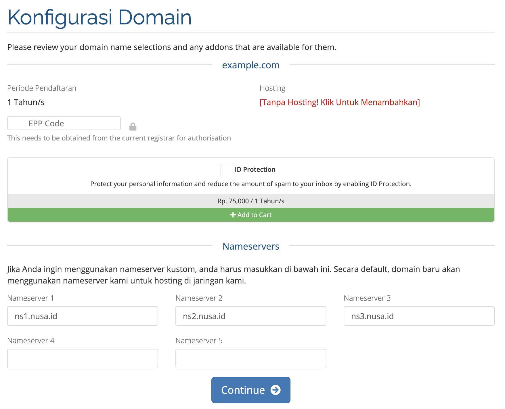 Konfigurasi nameserver domain