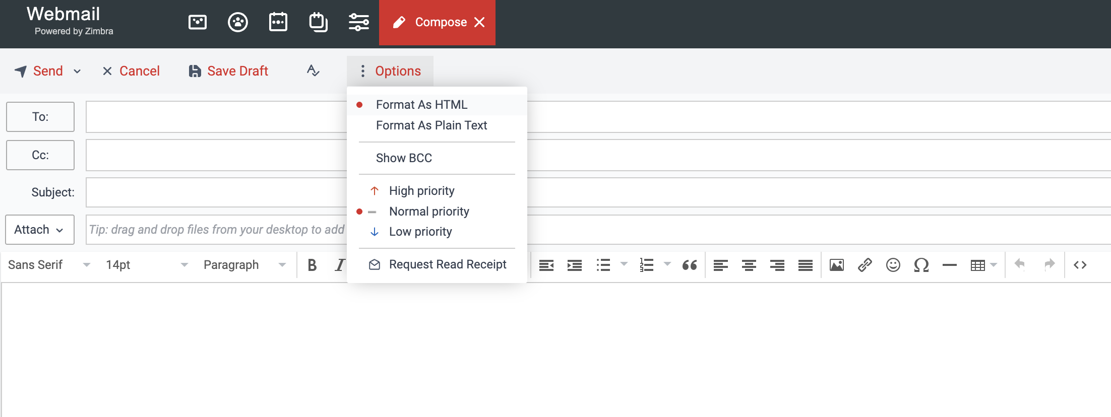 Menu Options pada compose